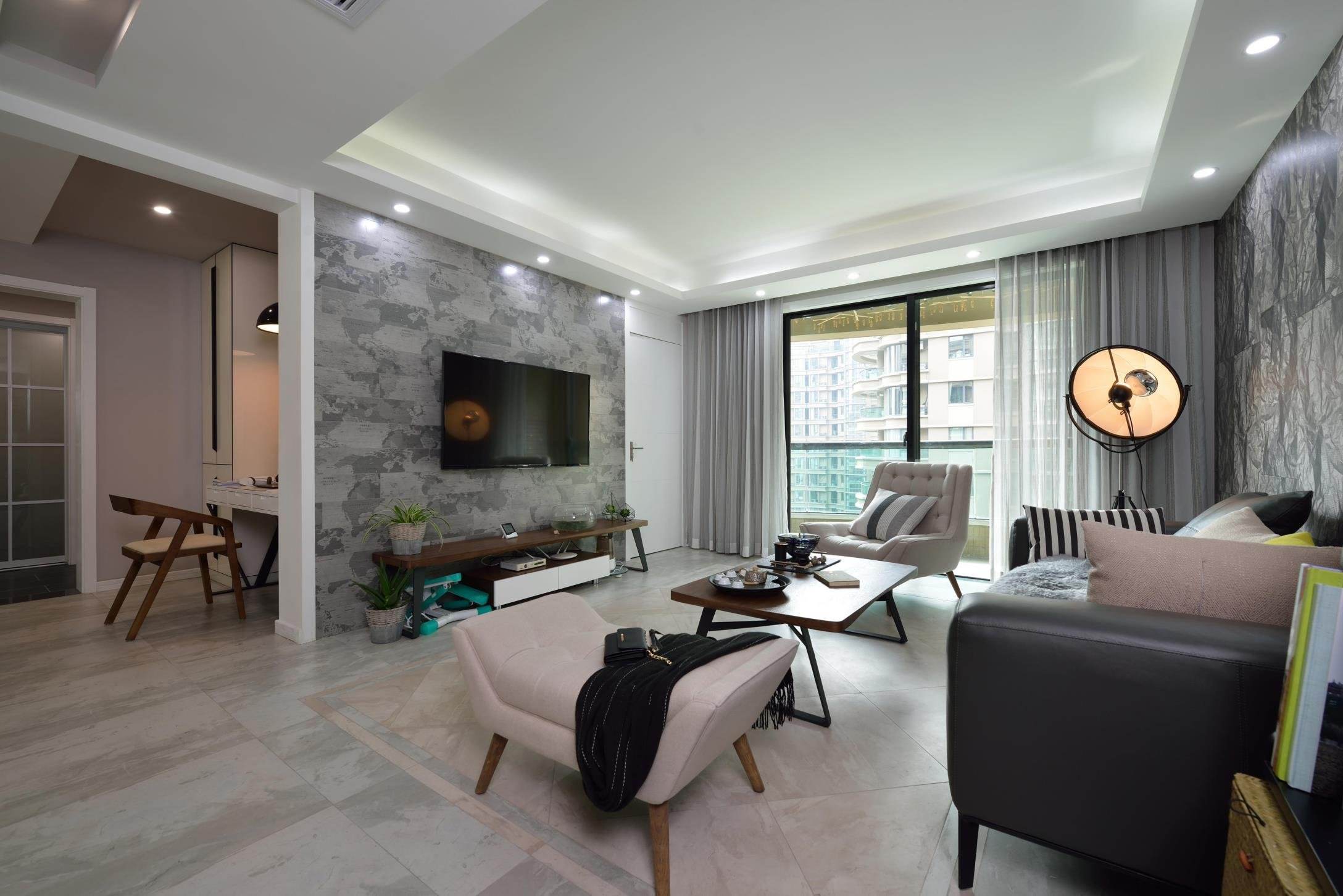 现代文艺混搭客厅餐厅隔断效果图 现代文艺混搭客厅餐厅隔断效果图