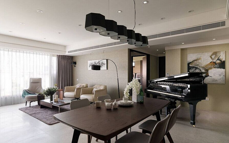 现代三居室客厅吊顶装潢效果图