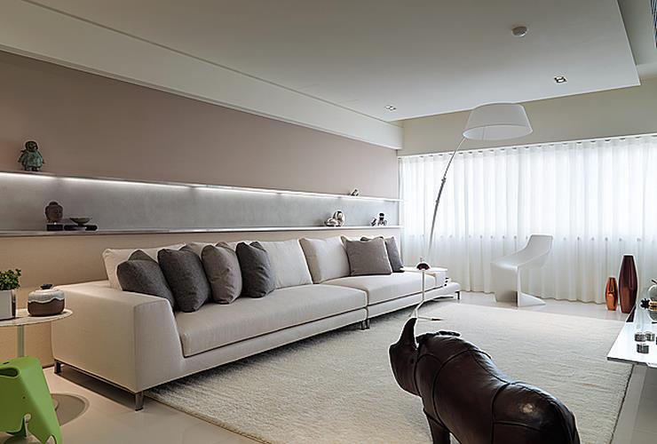 现代简约装修客厅展示图 - 效果图