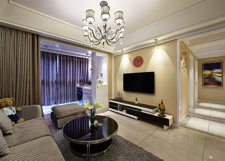 时尚简欧混搭客厅玄关效果图