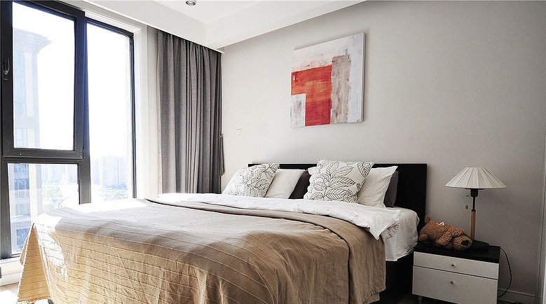 简约装饰风格卧室落地窗设计 - 效果图