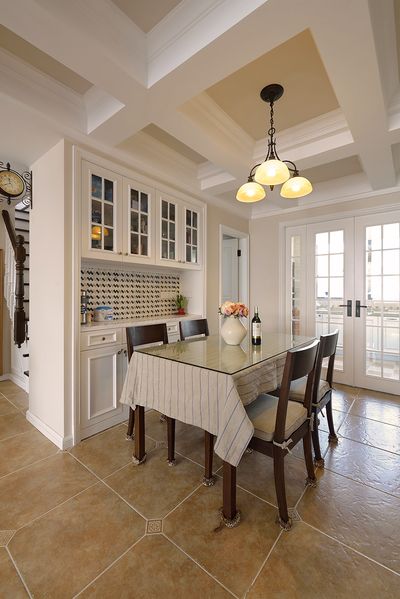 美式田园风复式餐厅设计装修图 - 效果图