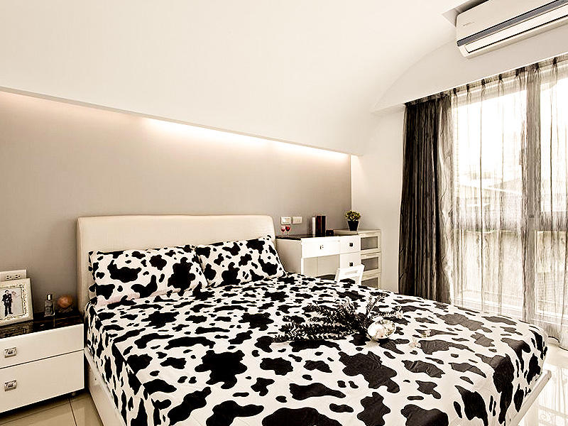 简约黑白奶牛卧室软装效果图 简约黑白奶牛卧室软装效果图
