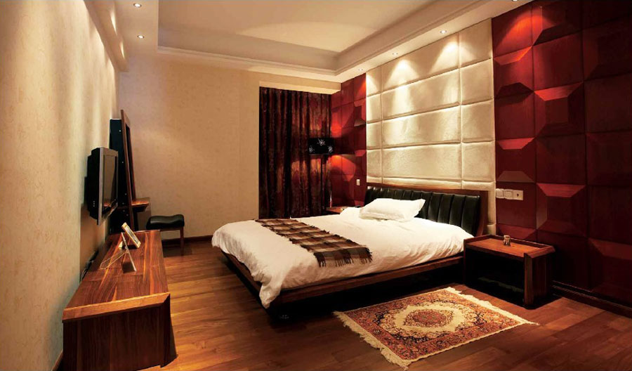 时尚混搭卧室床头背景墙效果图