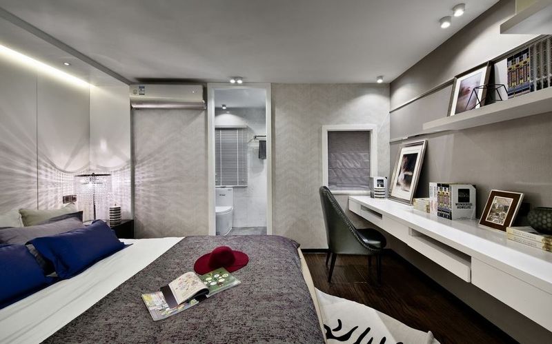 时尚灰白后现代风格卧室设计