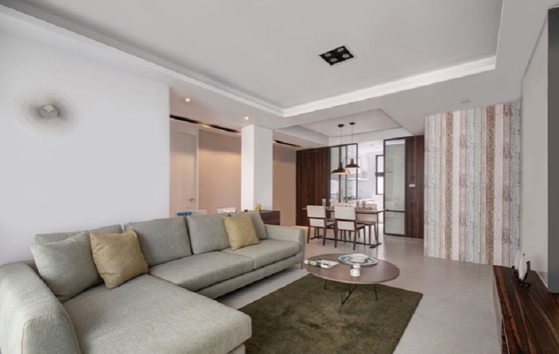 清净简约宜家风客餐厅一体效果图