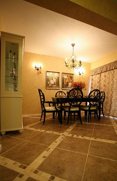 甜美小碎花田园风格餐厅装修效果图