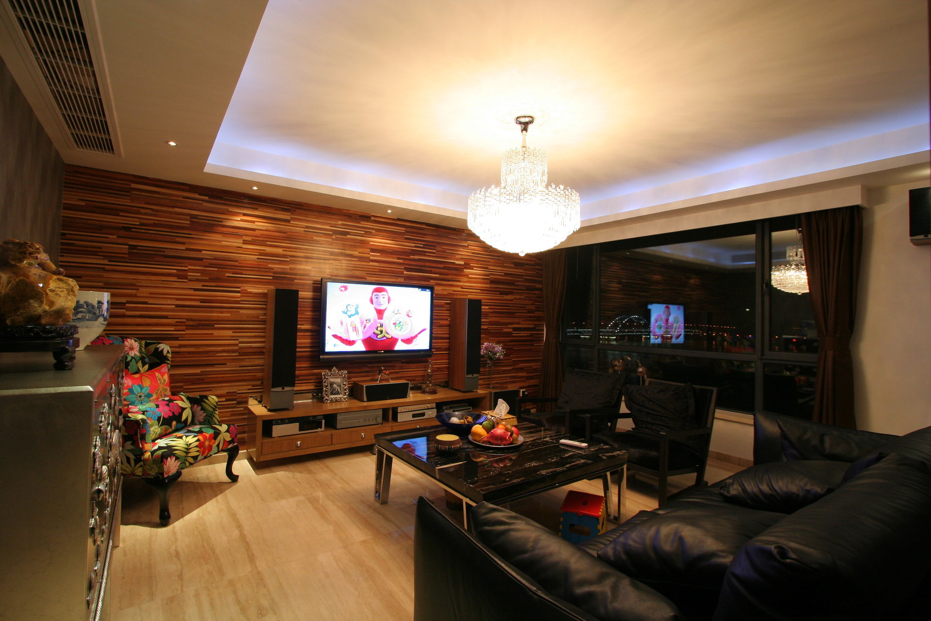 暗淡华丽后现代风格复式客厅装修设计图 - 效果图