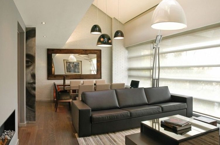 雅致后现代风客厅真皮沙发效果图欣赏