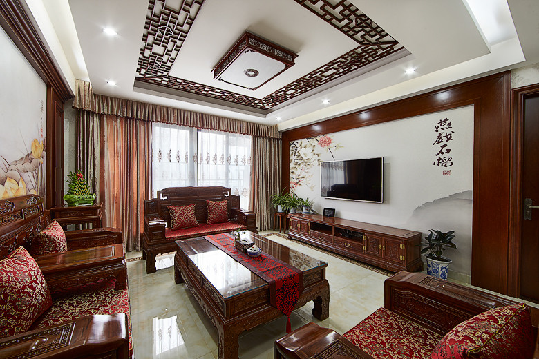 中式新古典电视背景墙效果图