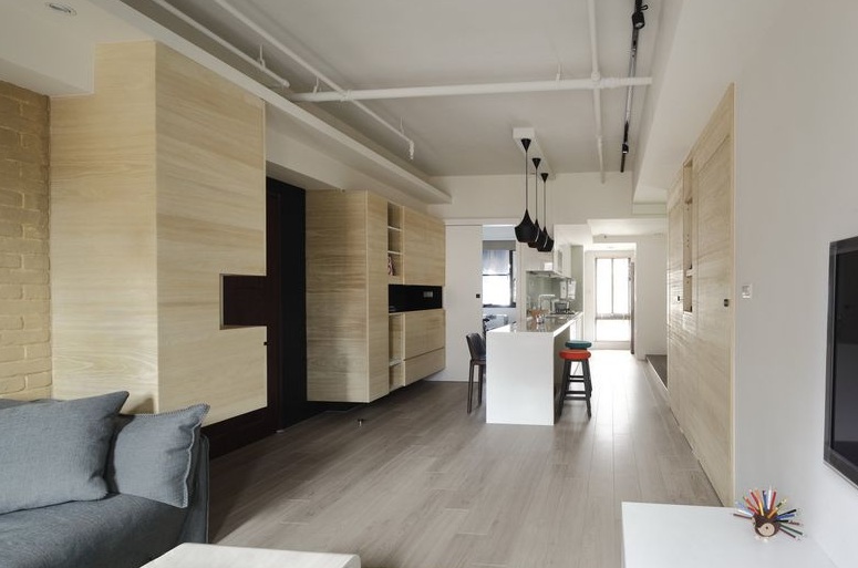 现代简约室内餐厅黄色背景墙效果图