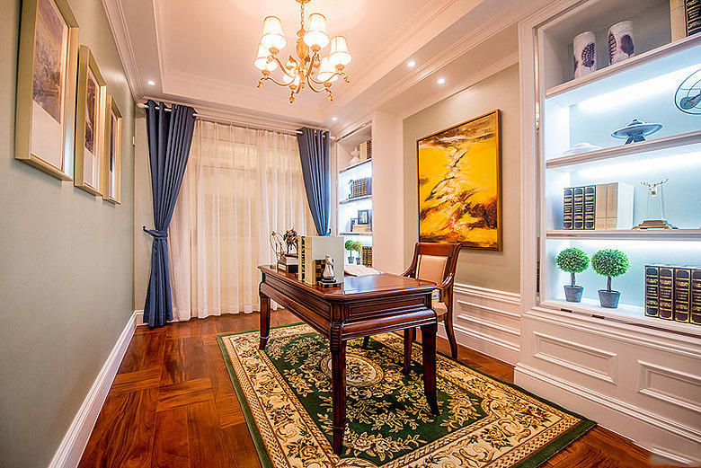 精致古典美式书房效果图