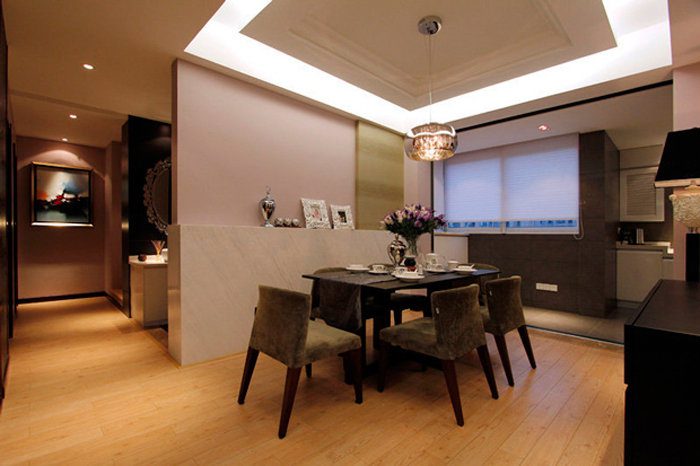 素雅简约现代开放式餐厅吊顶设计 - 效果图