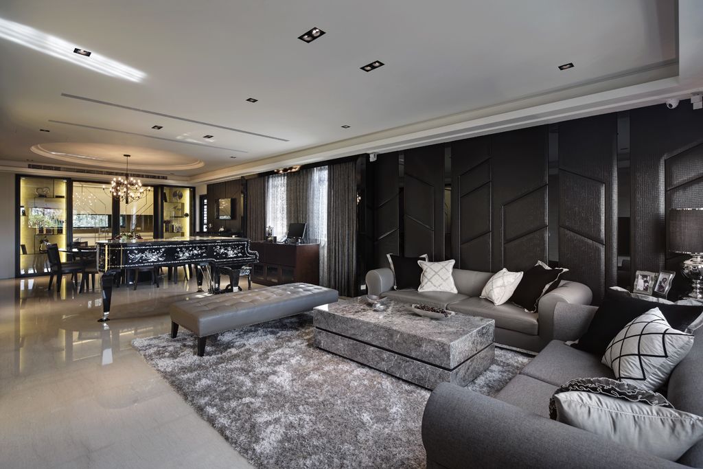 时尚豪华成熟现代别墅室内吊顶设计图 - 效果图