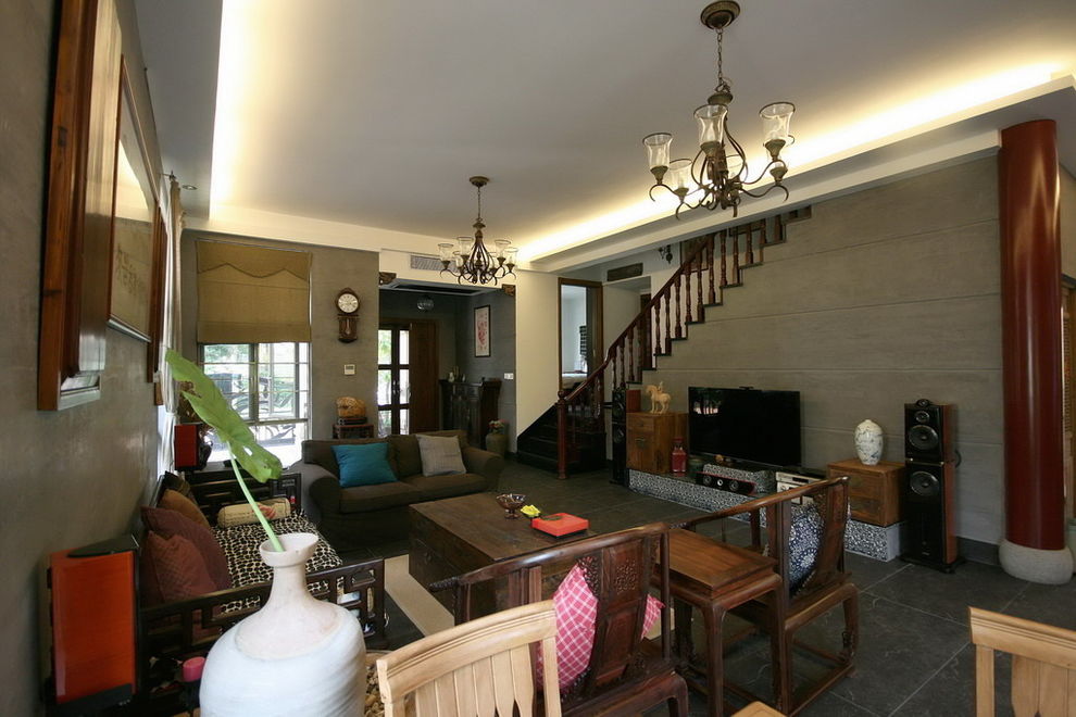 仿古中式风格 别墅室内装饰效果图