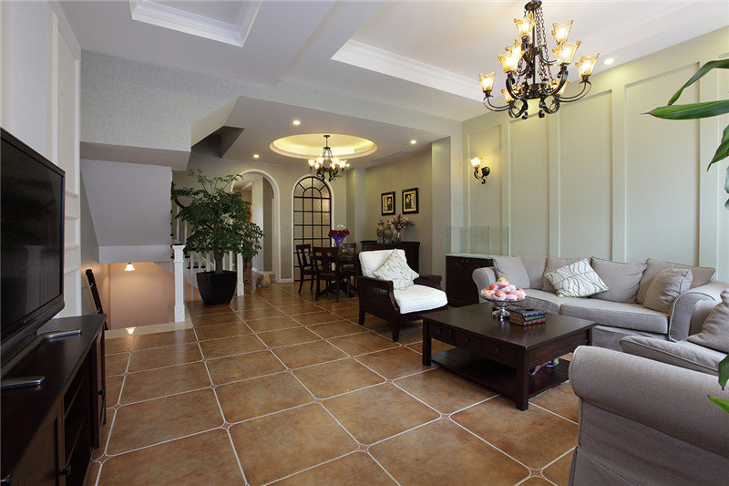 朴实田园装饰风格别墅室内装潢设计 - 效果图