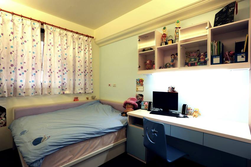 清爽蓝色简约儿童房装饰图 - 效果图