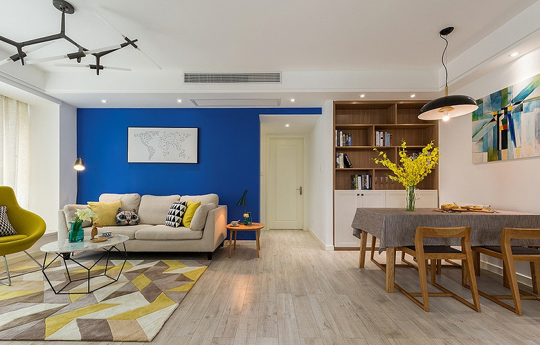 创意清新北欧风格二居家装色彩装饰美图 - 效果图