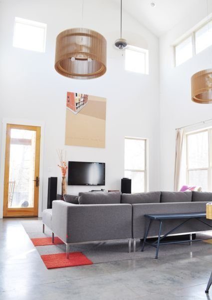 简洁现代混搭 复式挑高客厅窗户设计 - 效果图