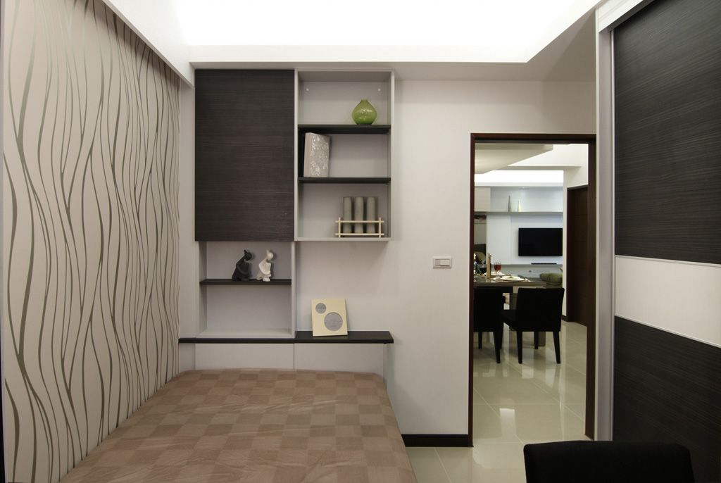 现代风格小卧室吊柜设计 - 效果图