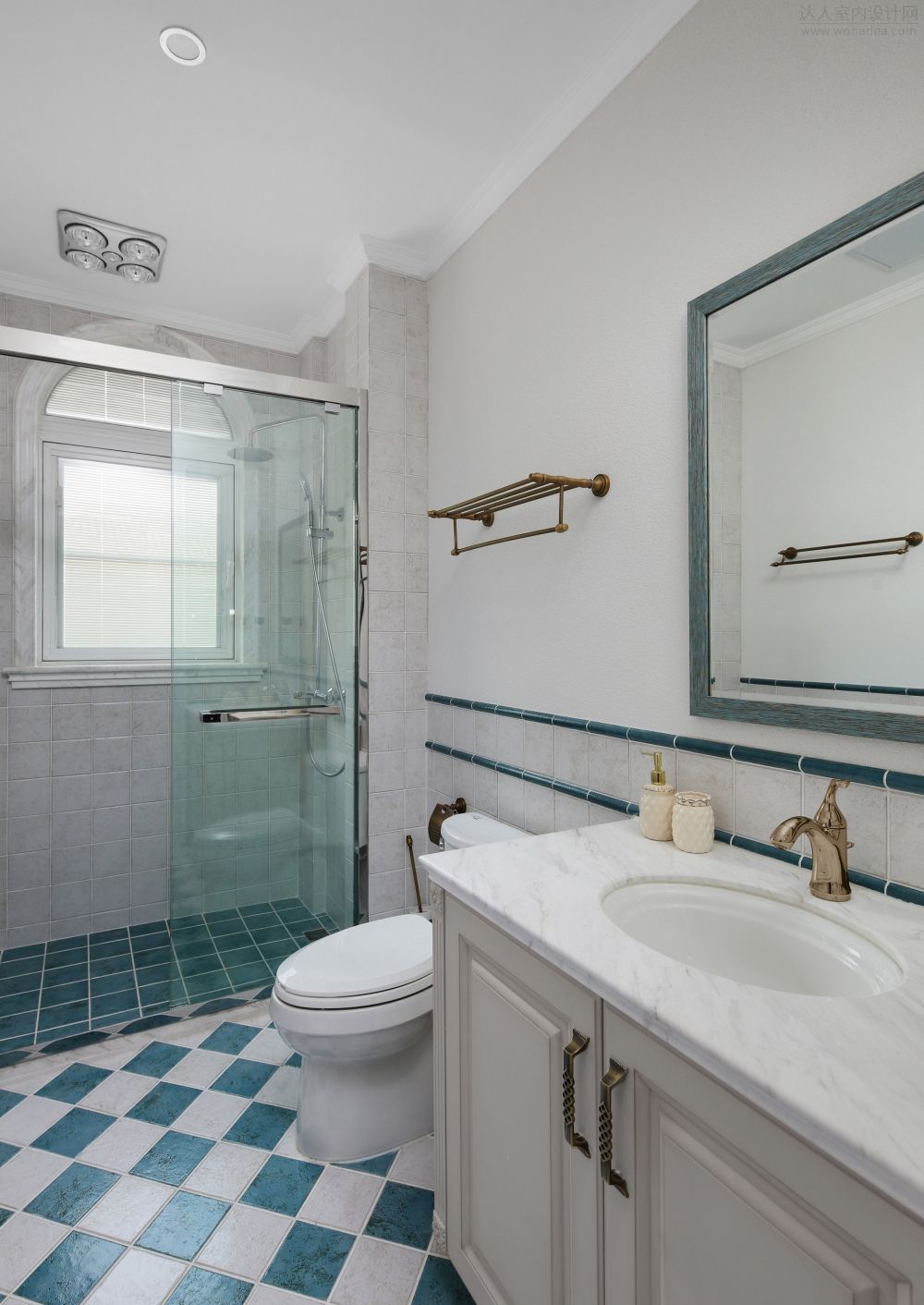 清新简欧家居卫生间玻璃隔断设计 - 效果图