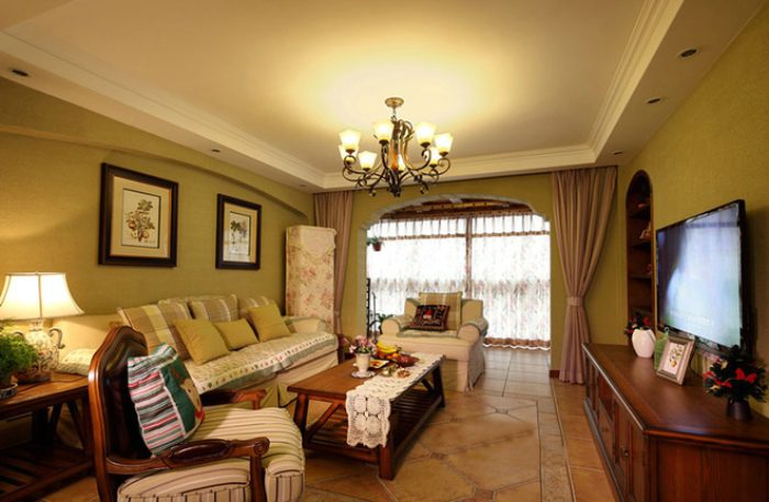 混搭田园风客厅室内垭口设计 - 效果图