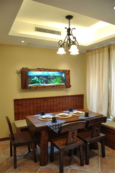 自然地中海风格餐厅实木家居装修效果图