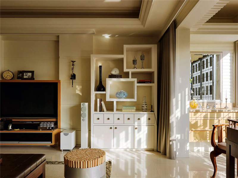 精美北欧客厅电视背景墙展示柜效果图