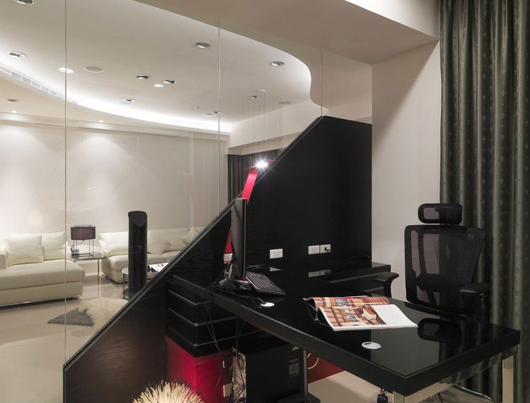 摩登现代书房隔断背景墙设计 - 效果图