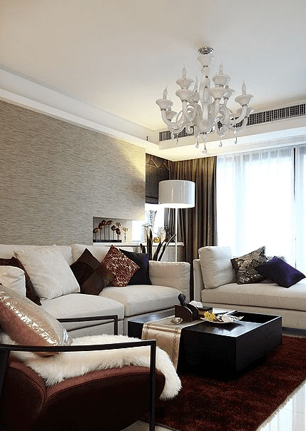 现代二居客厅软装布置图 - 效果图