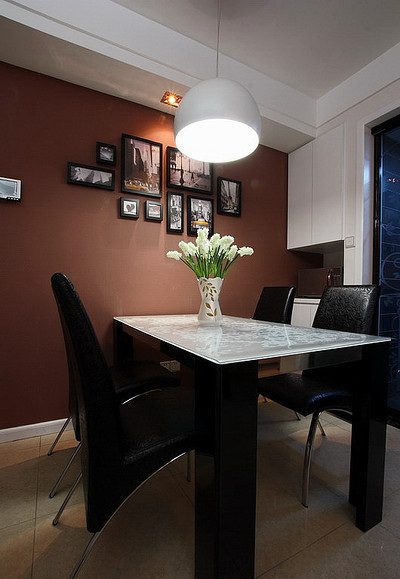 现代时尚设计餐厅相片墙装饰图 - 效果图