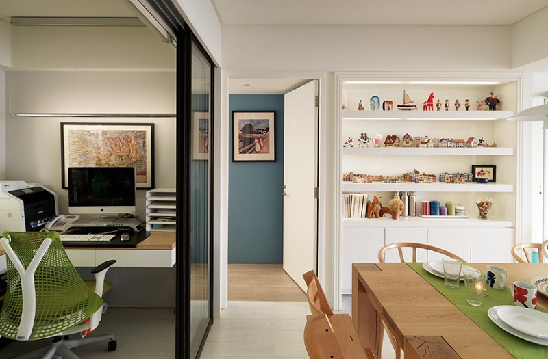 时尚清新简约宜家书房玻璃移门隔断设计 - 效果图