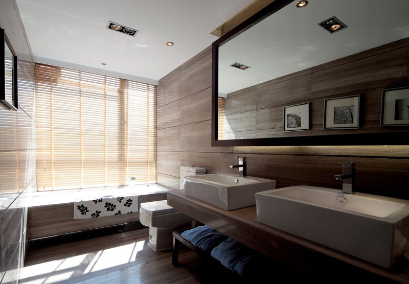 浅咖啡色装修现代卫生间百叶帘装饰效果图