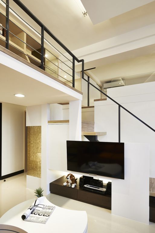 简洁日式客厅电视背景墙设计 - 效果图