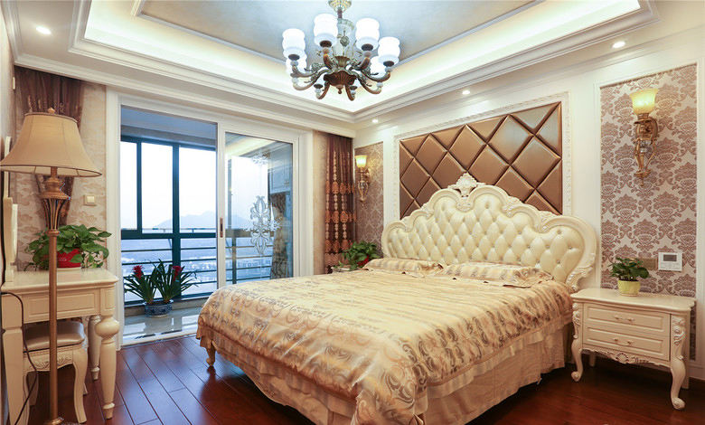 温馨浪漫简欧卧室阳台隔断设计 - 效果图