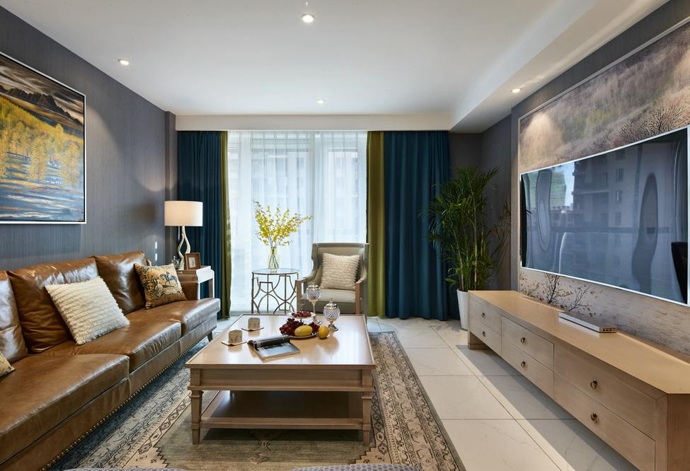 美式后现代三居室客厅整体设计效果图片