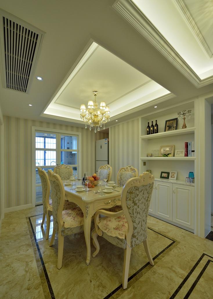 小碎花欧式风格餐厅餐桌椅布置图 - 效果图