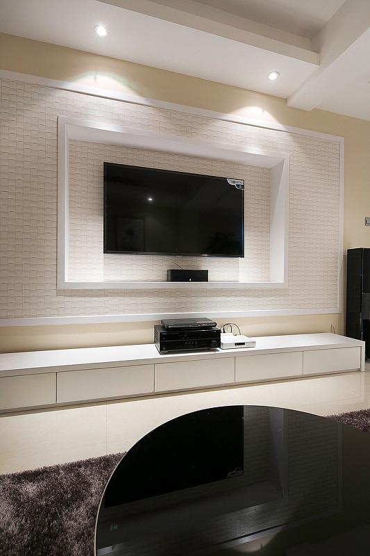 纯净简约家居电视背景墙设计 - 效果图
