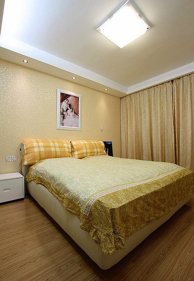 米黄色简约风格卧室设计装修案例图 - 效果图