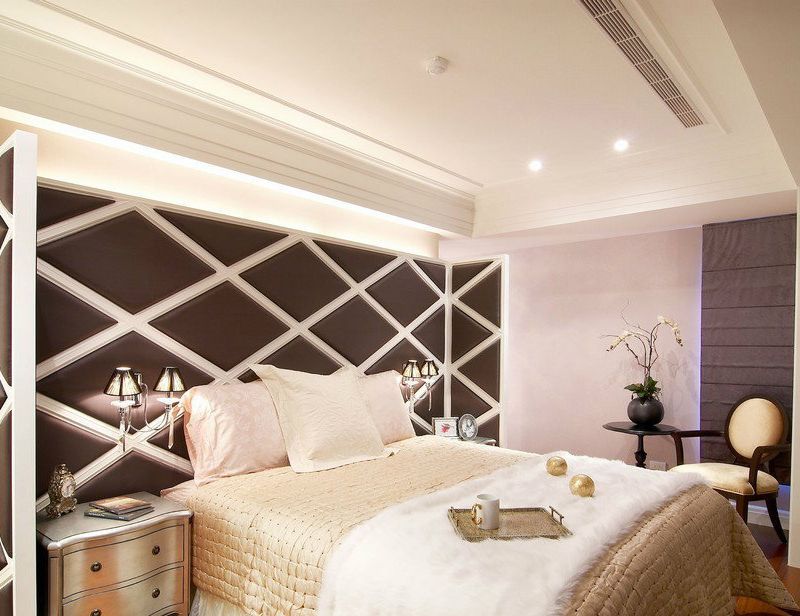 时尚简欧风格卧室床头背景墙效果图欣赏