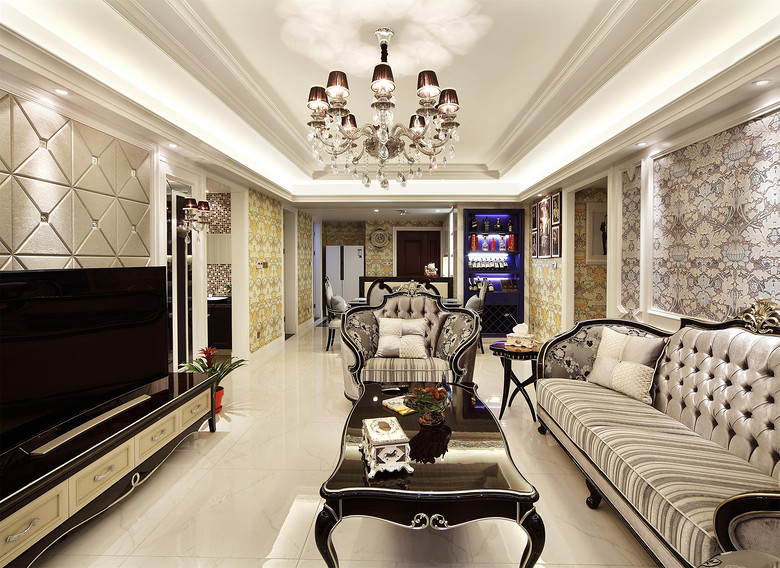 130平唯美高贵典雅欧式风格三居室内装修欣赏图
