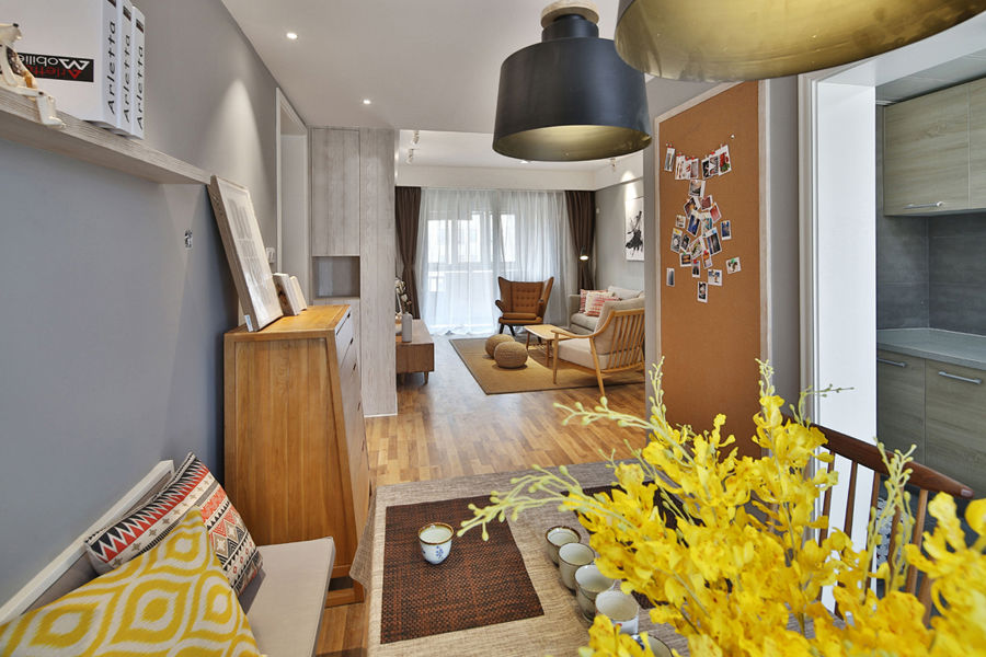 时尚原木北欧风格家居装饰图 - 效果图