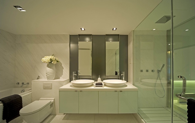 简约现代设计装修卫生间玻璃隔断装饰图 - 效果图