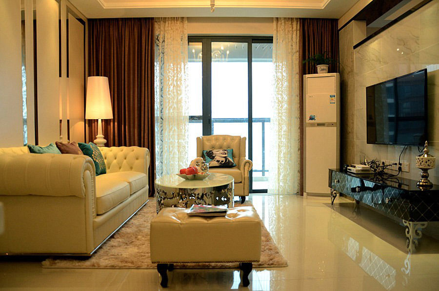 清新浪漫简欧风格客厅效果图