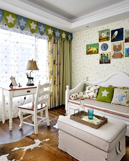 清新美式混搭风 儿童书房效果图