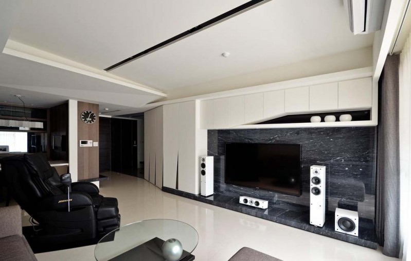 素雅简约设计风格家居客厅电视背景墙装修图 - 效果图