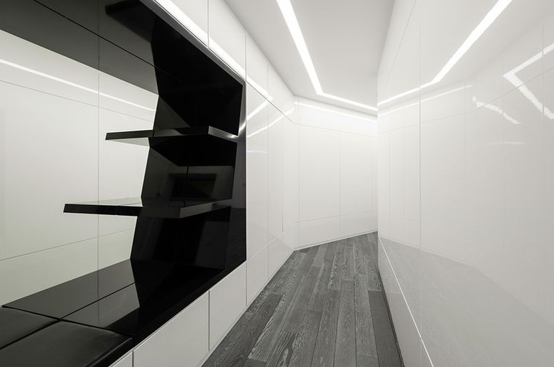 黑白创意极简公寓过道设计装修图 - 效果图
