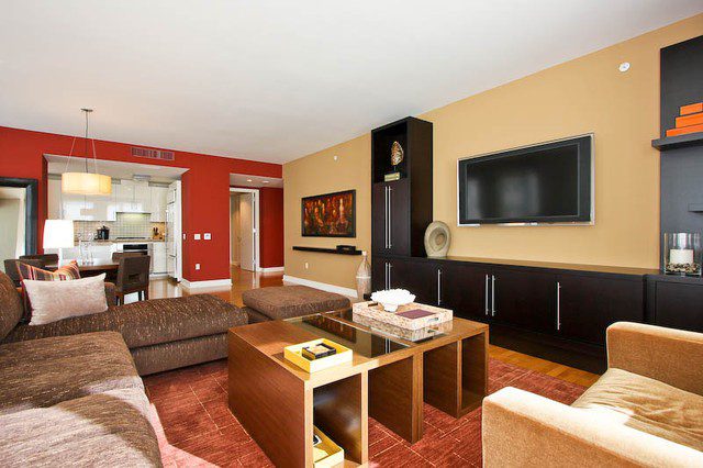 简约混搭风客餐厅一体设计 - 效果图