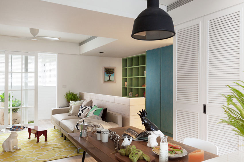 清新时尚混搭室内隔断设计装修图 - 效果图