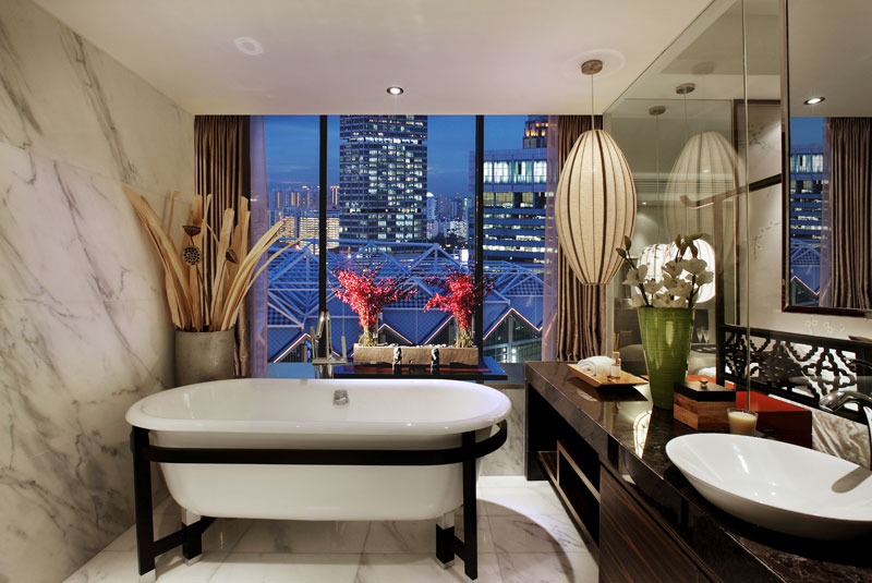 清雅含蓄新中式景观卫生间窗户设计 - 效果图